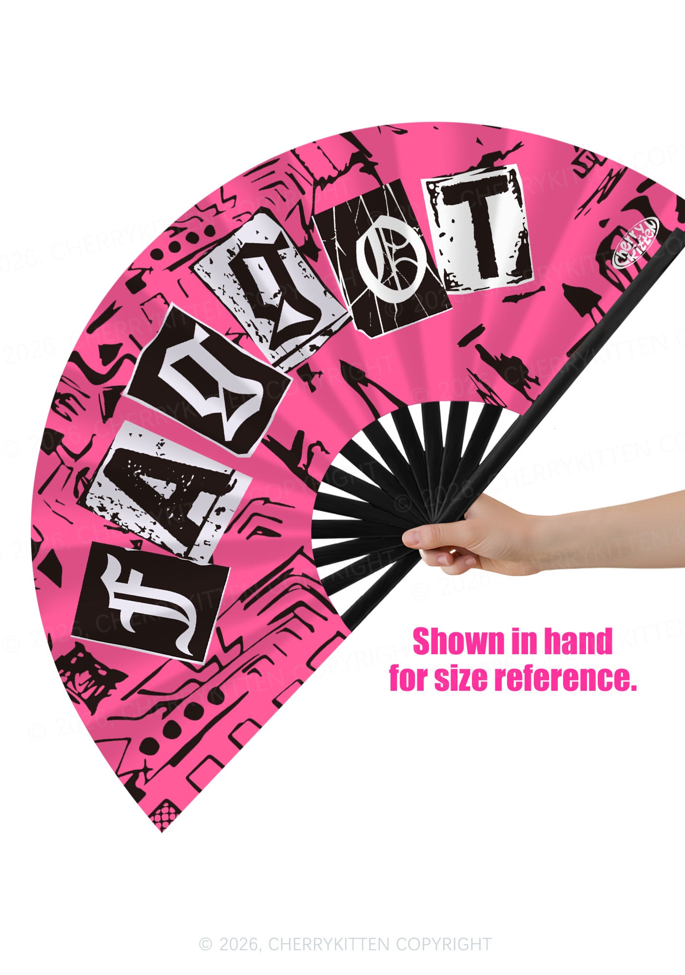Pink Graffiti Faggot Pride Y2K Rave Hand Fan Cherrykitten