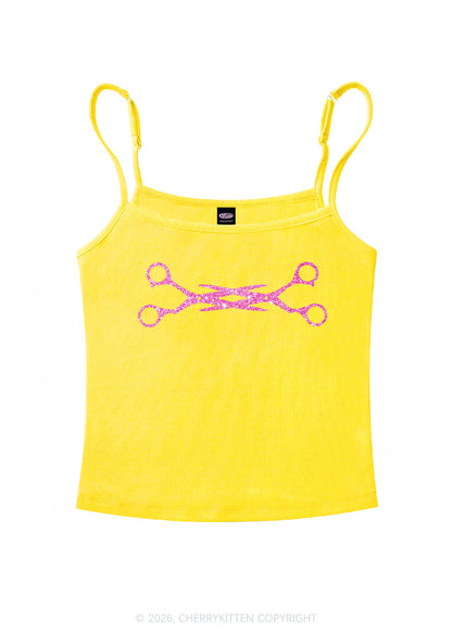 Glitter Pink Scissor Pride Y2K Spaghetti Strap Cami Cherrykitten