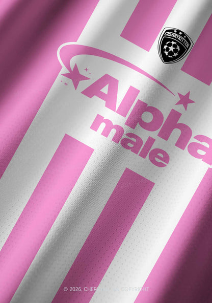 Alpha Male Pink White Stripes Pride Y2K Football Jersey Shirts Cherrykitten