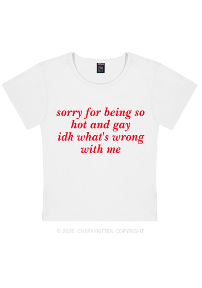 Sorry For Being Gay Pride Y2K Baby Tee Cherrykitten