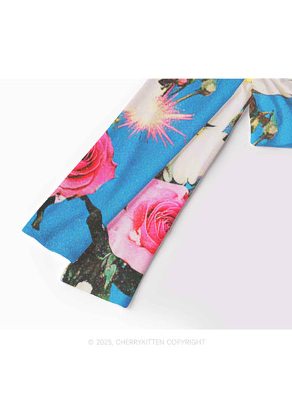 Blooming Flowers Y2K Mesh Long Sleeve Crop Top Cherrykitten