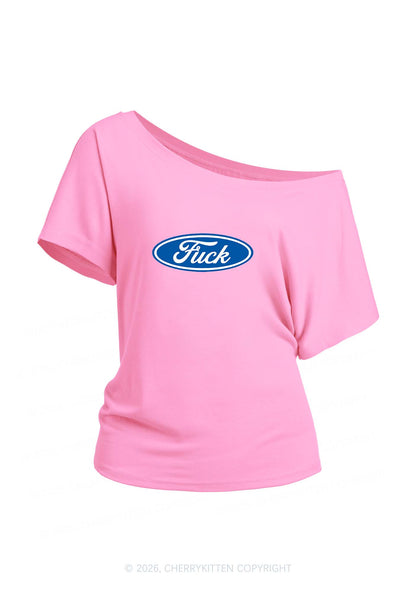 Oval Fxxk Y2K Off Shoulder Tee Cherrykitten