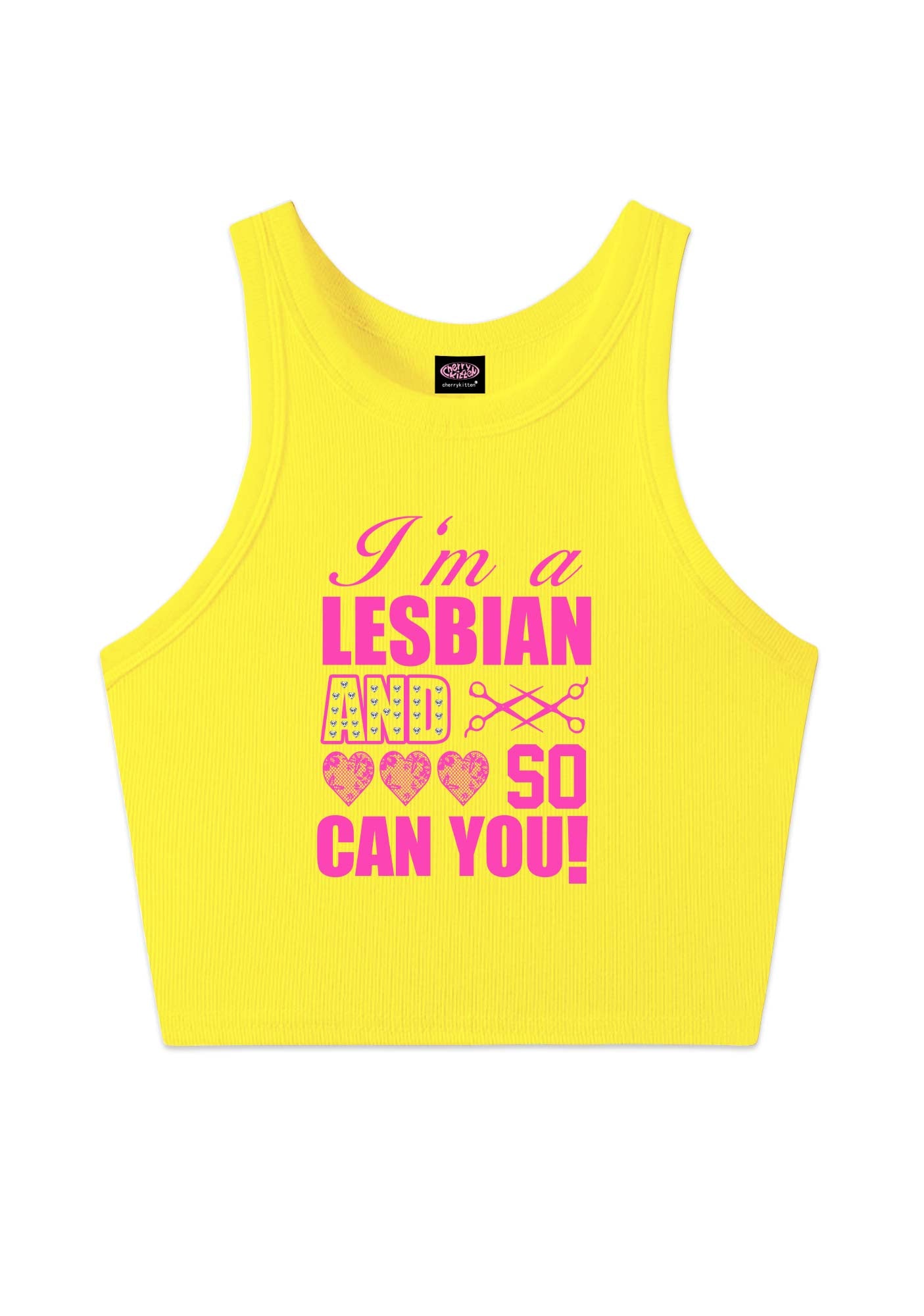 Im A Lesbian And So Can You Pride Y2K Crop Tank Top Cherrykitten