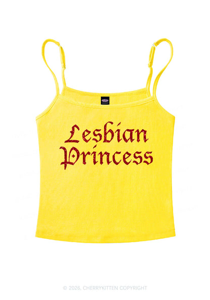 Glitter Lesbian Princess Pride Y2K Spaghetti Strap Cami Cherrykitten