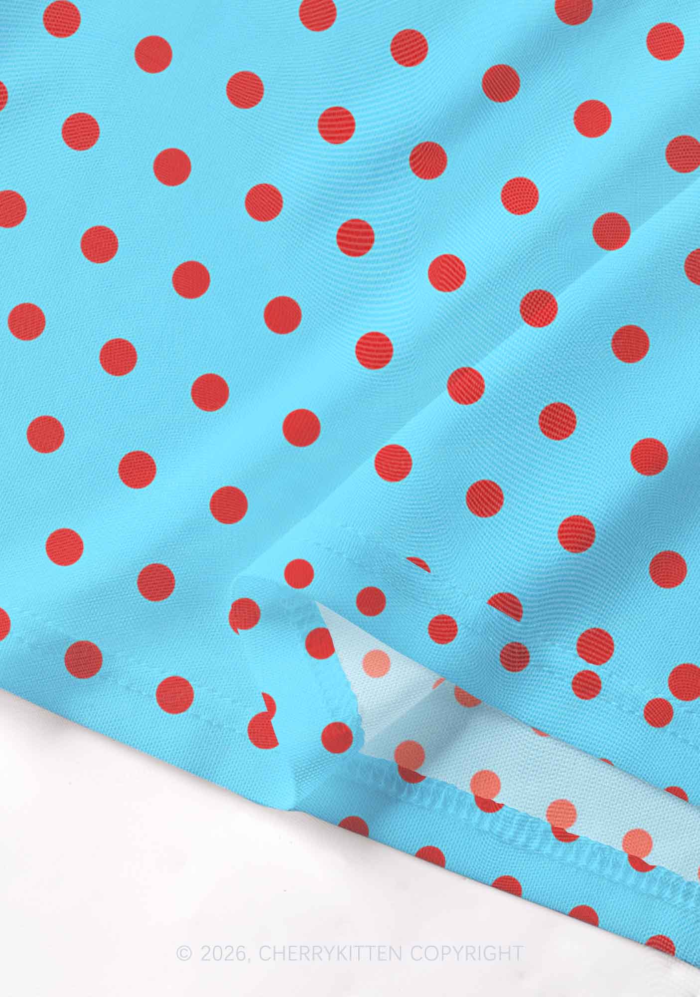 Red Dots On Blue Y2K Mesh Muscle Tank Cherrykitten
