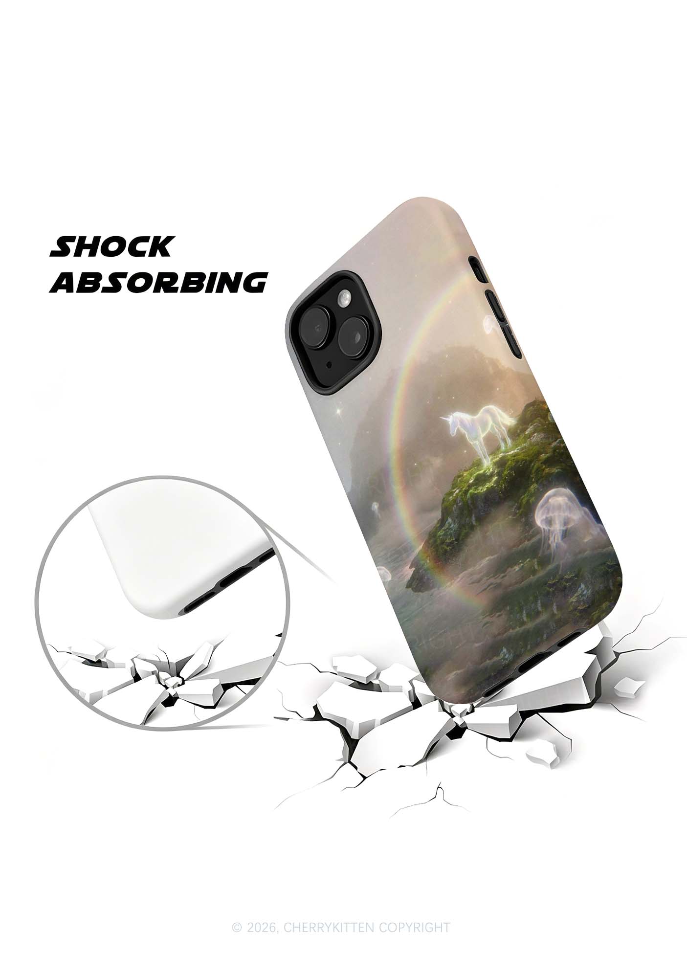 Rainbow Glowing Unicorn Y2K Phone Case Cherrykitten
