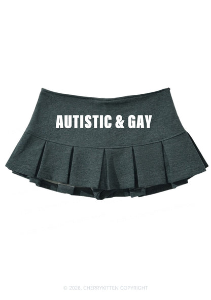 Autistic Gay Pride Y2K Mini Pleated Skirts Cherrykitten