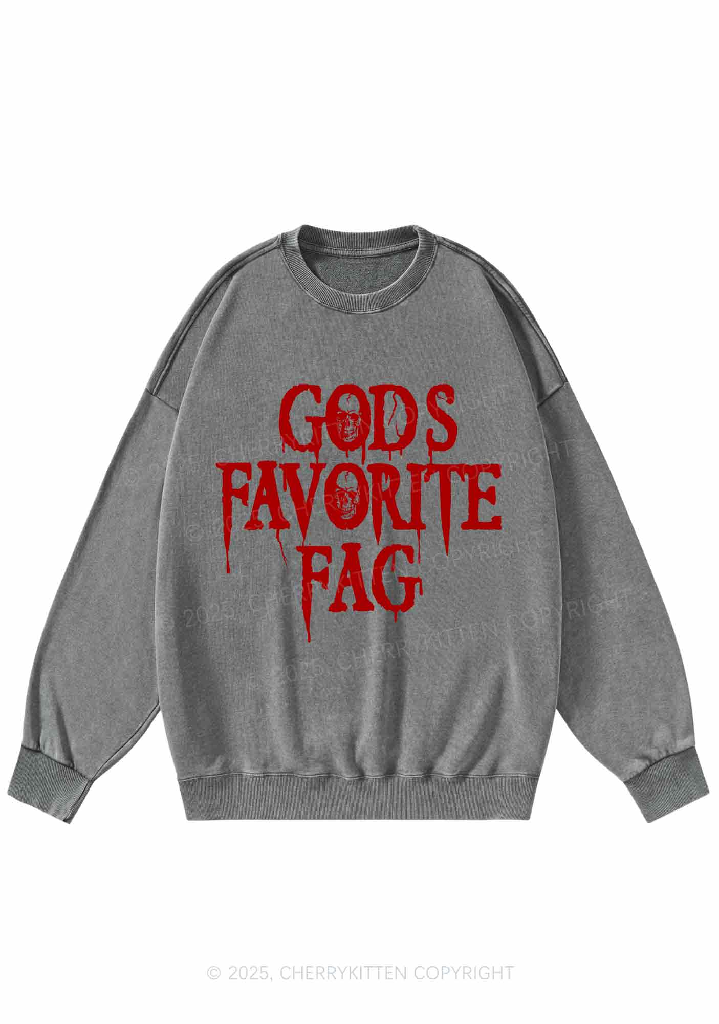 Halloween Gods Favorite Fag Pride Y2K Washed Sweatshirts Cherrykitten