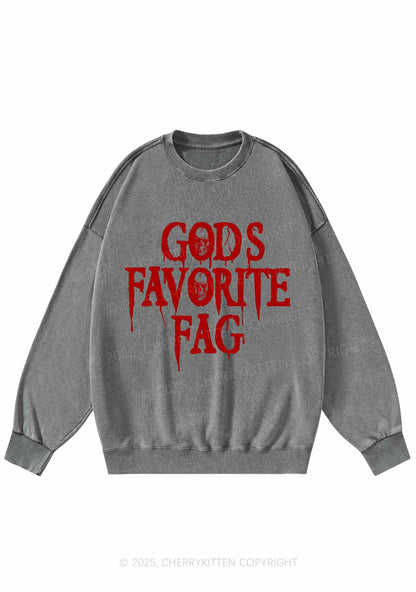 Halloween Gods Favorite Fag Pride Y2K Washed Sweatshirts Cherrykitten
