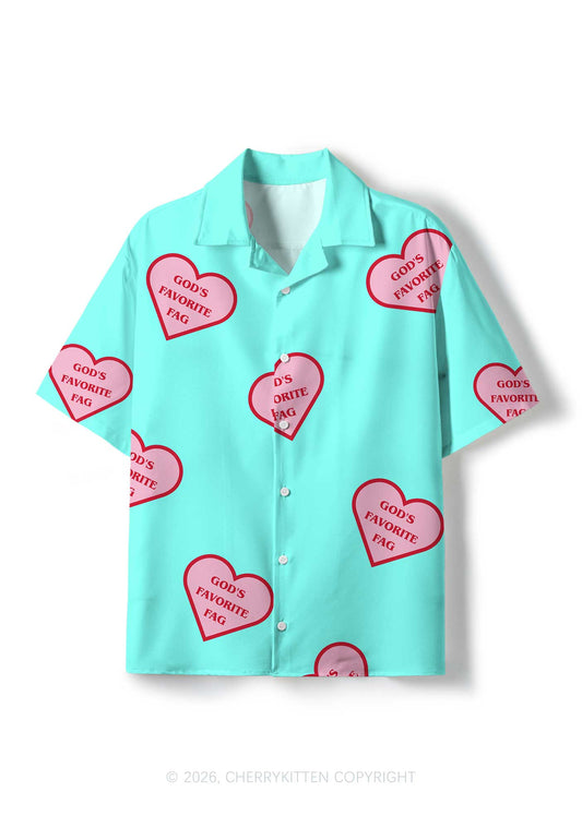 Gods Favorite Fag Heart Pride Y2K Print Hawaiian Shirt Cherrykitten