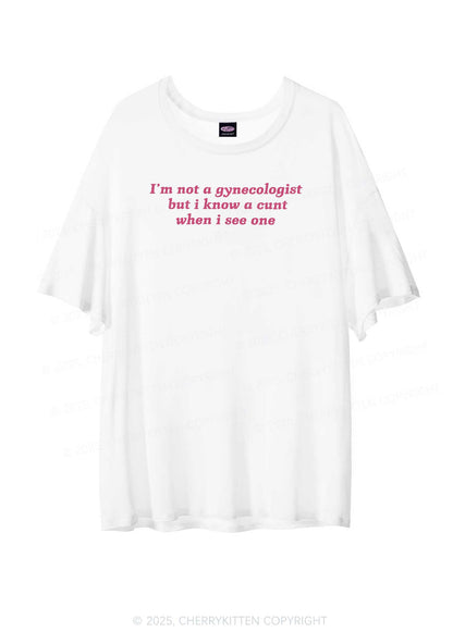 Im Not Gynecologist Y2K Sheer Boyfriend Tee Cherrykitten