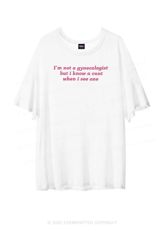 Im Not Gynecologist Y2K Sheer Boyfriend Tee Cherrykitten