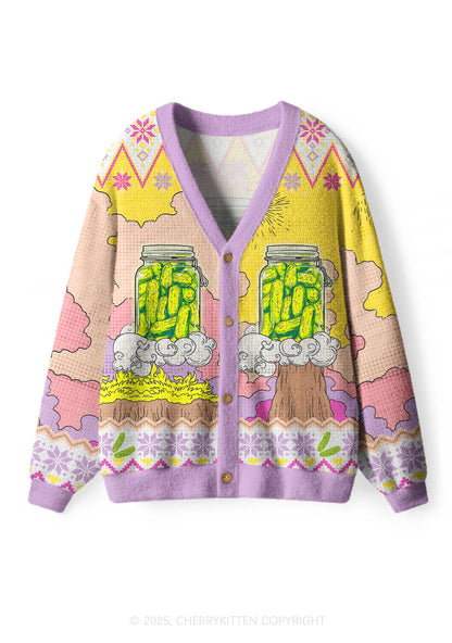 The Pickle Y2K Christmas Cardigan Knit Sweatshirt Cherrykitten