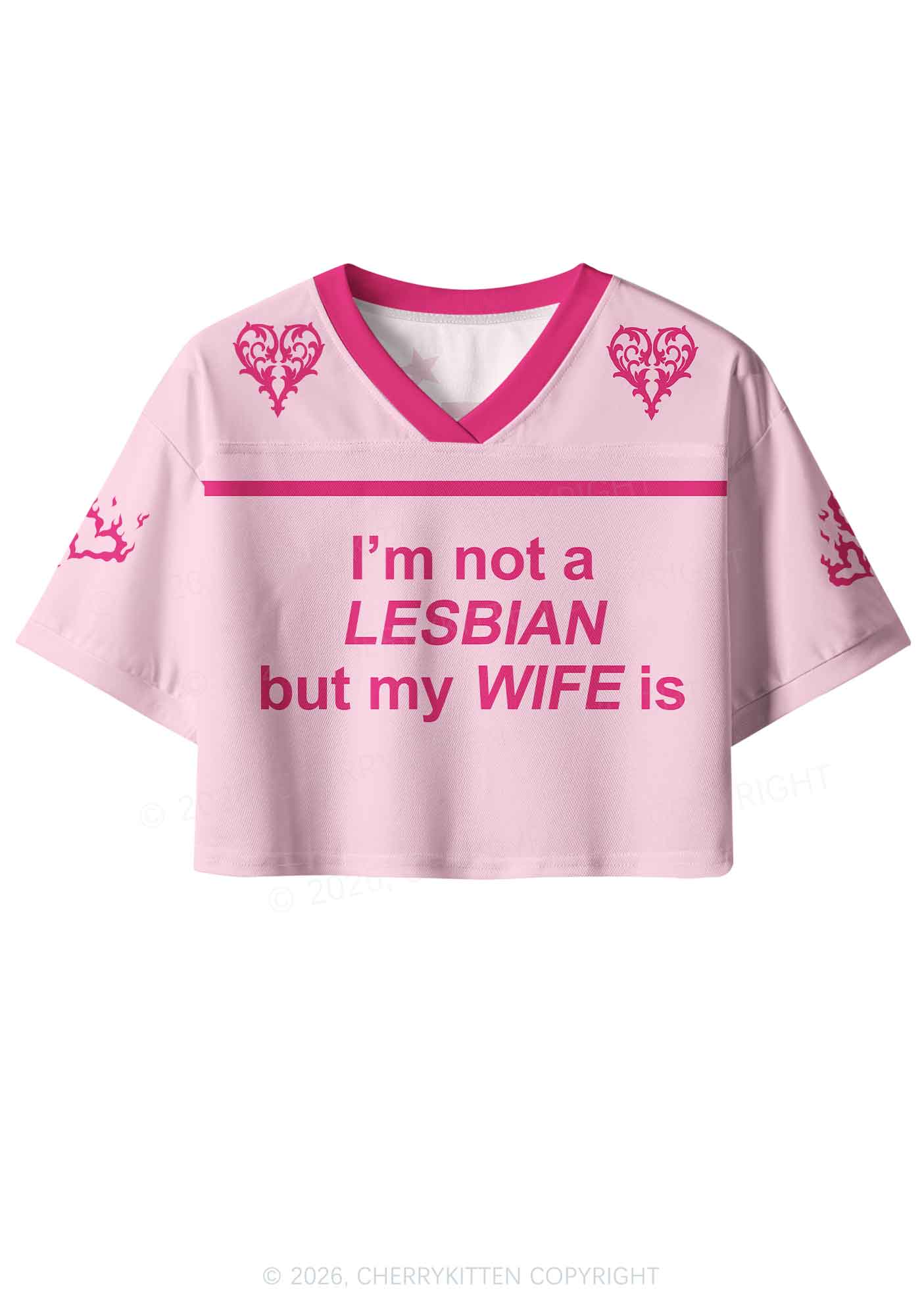 Im Not A Lesbian Pride Y2K Crop Sport Jersey Shirts Cherrykitten