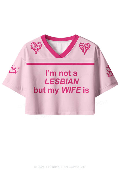 Im Not A Lesbian Pride Y2K Crop Sport Jersey Shirts Cherrykitten