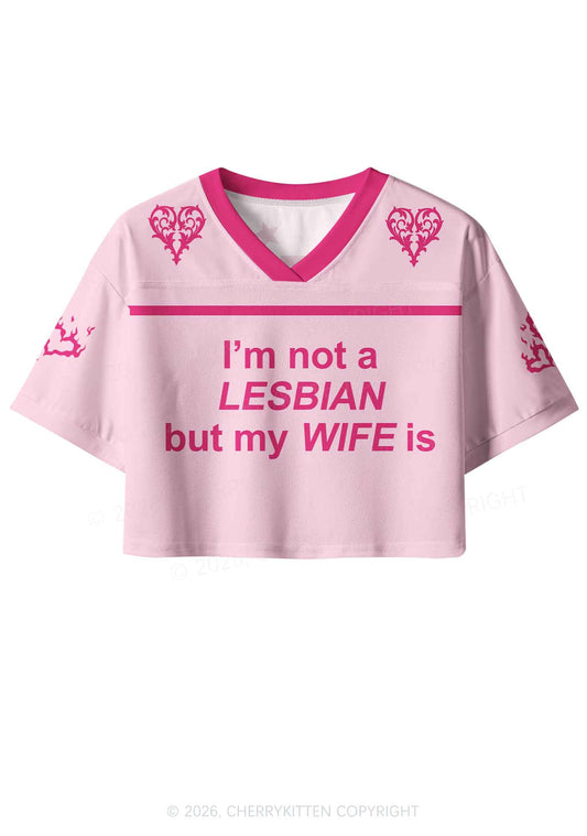 Im Not A Lesbian Pride Y2K Crop Sport Jersey Shirts Cherrykitten