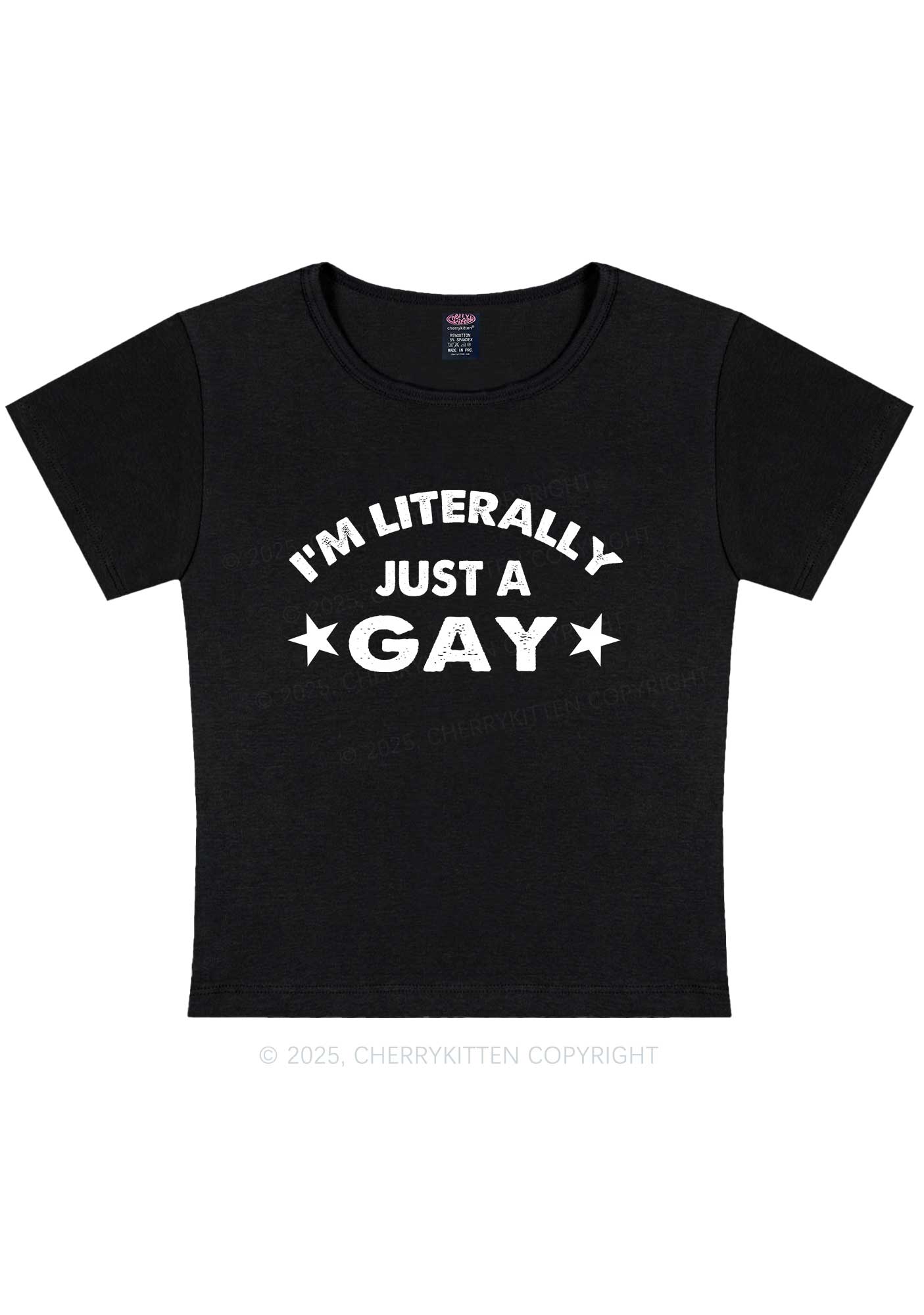 Literally Just A Gay Pride Y2K Baby Tee Cherrykitten