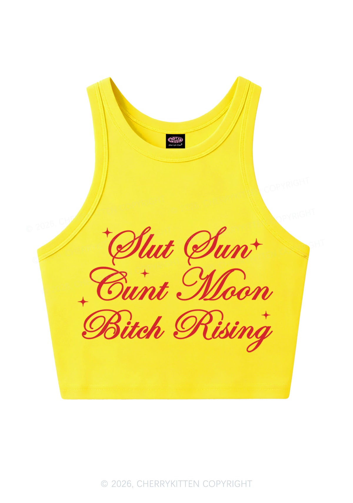 Slxt Sun Cxxt Moon Bxtch Rising Y2K Crop Tank Top Cherrykitten