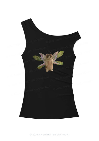 Fairycat Wings Y2K Off Shoulder Tank Top Cherrykitten