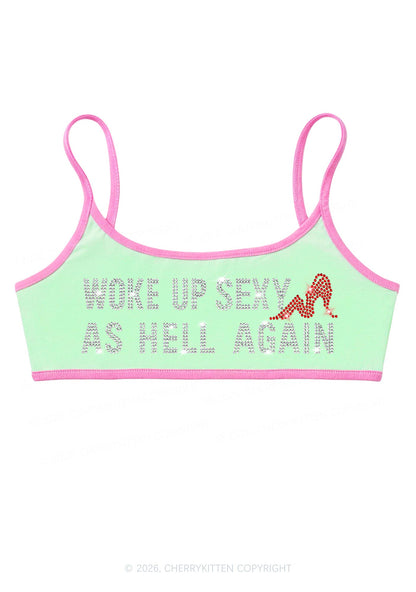 Rhinestone Woke Up Sexy Y2K Super Crop Cami Cherrykitten