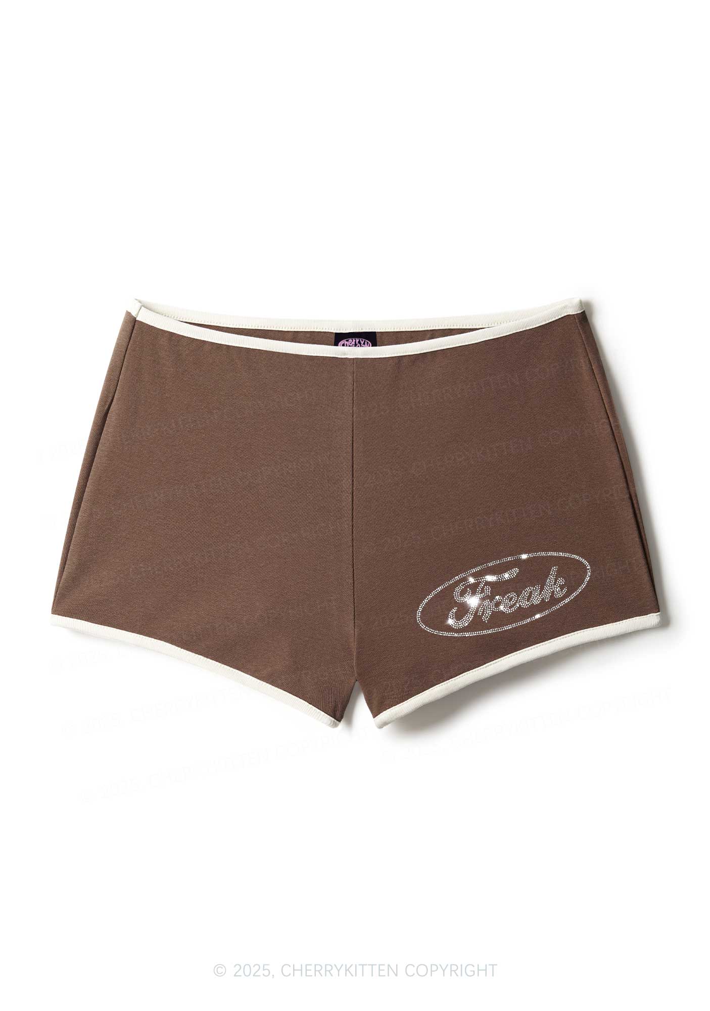 Rhinestone Mini Oval Freak Y2K Booty Shorts Cherrykitten
