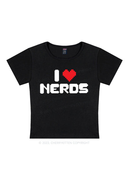 Pixel I Love Nerds Y2K Baby Tee Cherrykitten