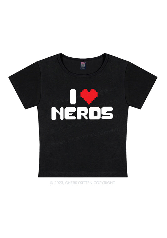 Pixel I Love Nerds Y2K Baby Tee Cherrykitten