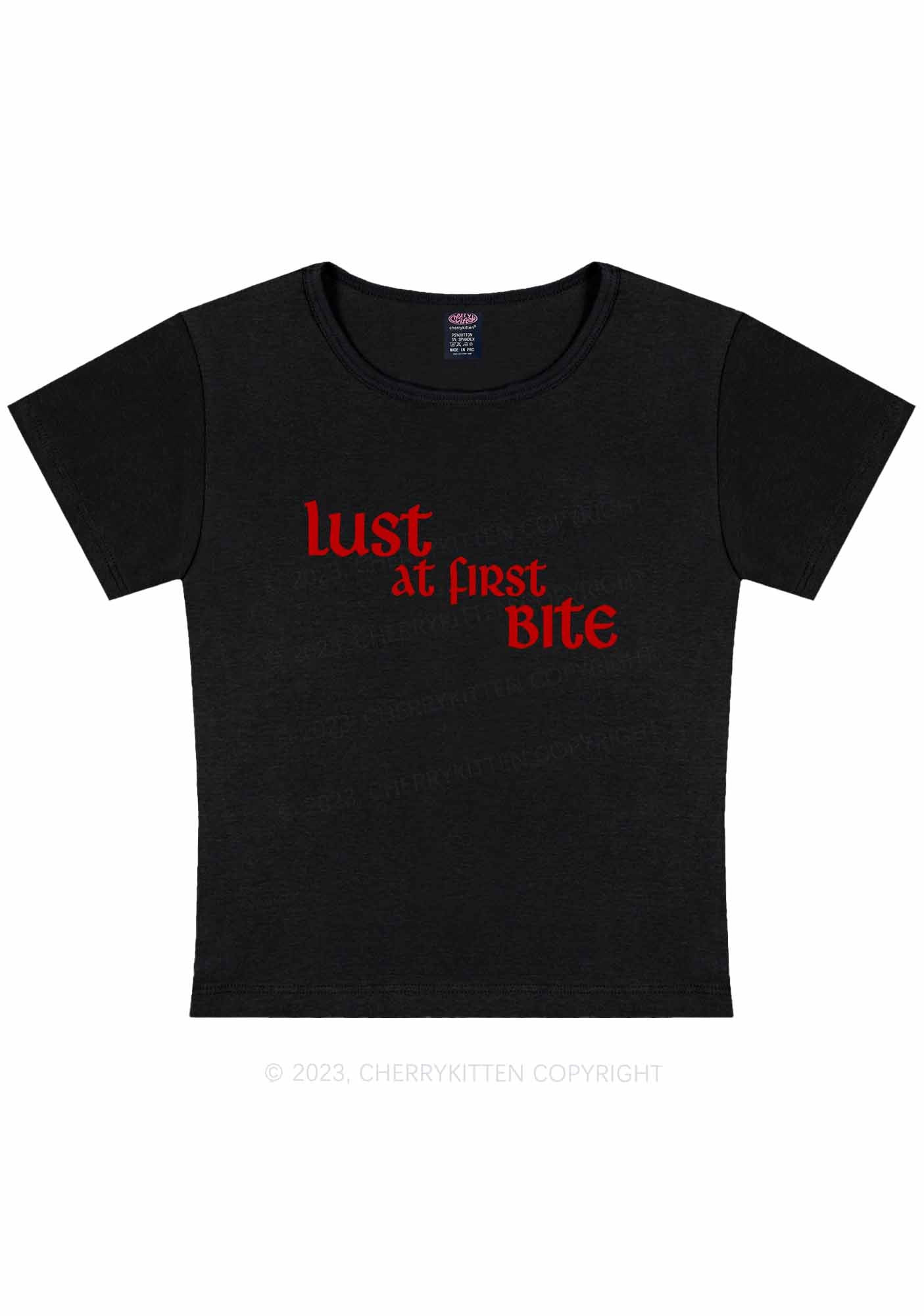 Curvy First Bite Y2K Baby Tee Cherrykitten