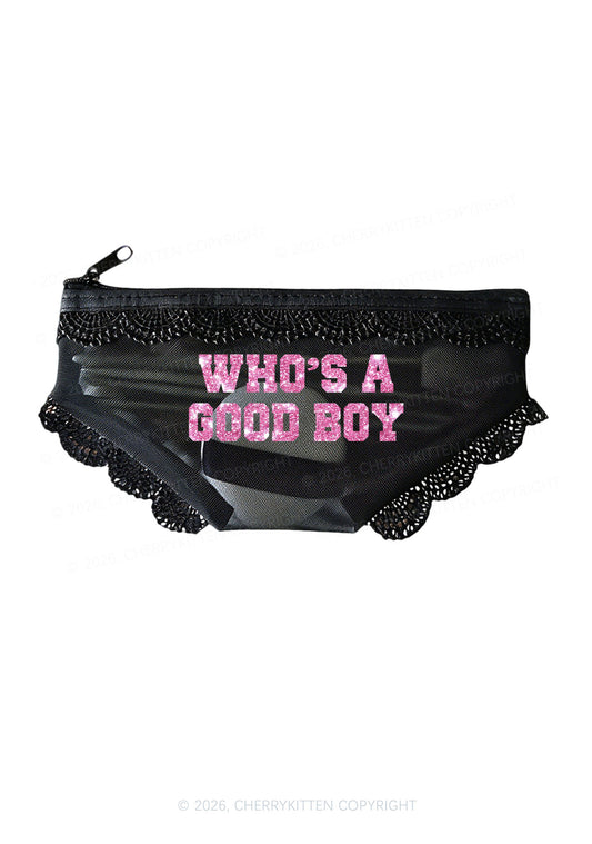 Glitter Whos A Good Boy Y2K Briefs Shape Cosmetic Pouch Cherrykitten