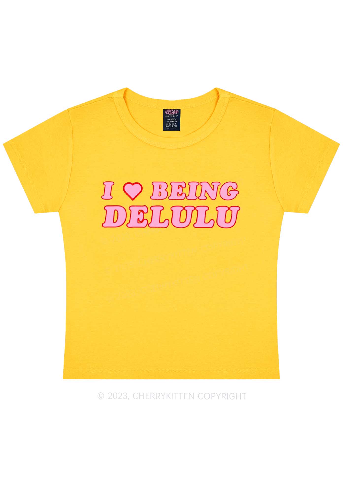 Being Delulu Y2K Baby Tee Cherrykitten