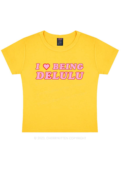 Being Delulu Y2K Baby Tee Cherrykitten