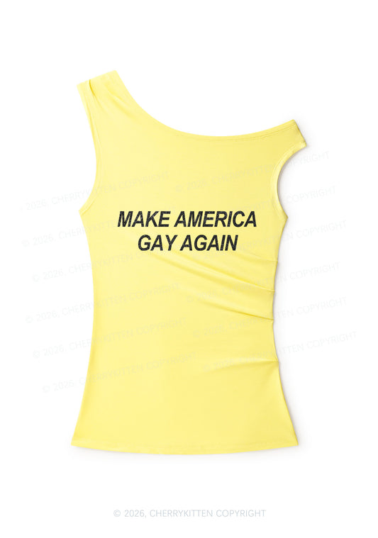 Make America Gay Again Y2K Off Shoulder Tank Top Cherrykitten