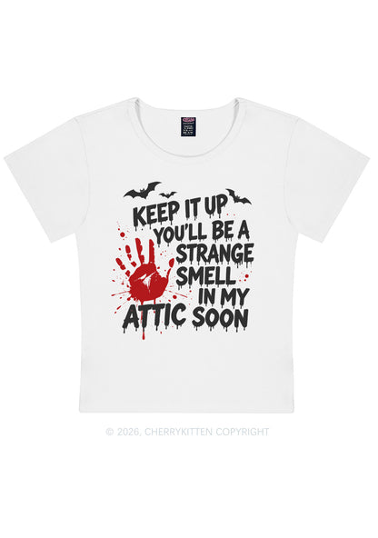 Halloween Strange Smell In My Attic Y2K Baby Tee Cherrykitten