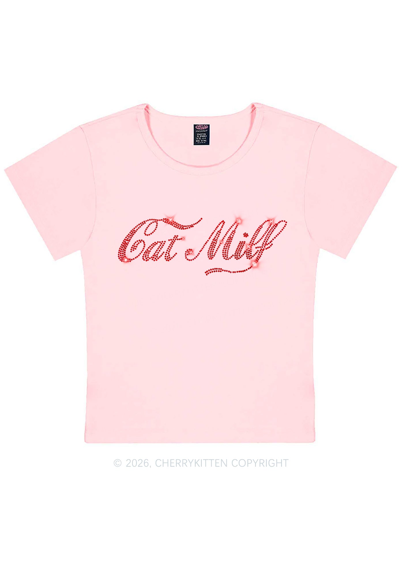 Rhinestone Cat Mxxf Y2K Baby Tee Cherrykitten