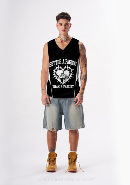 Better A Faggot Than A Fascist Pride Y2K Sport Jersey Tank Cherrykitten