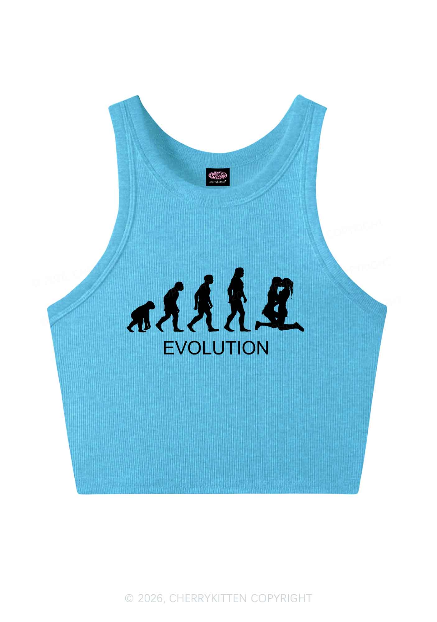 Lesbian Evolution Pride Y2K Crop Tank Top Cherrykitten