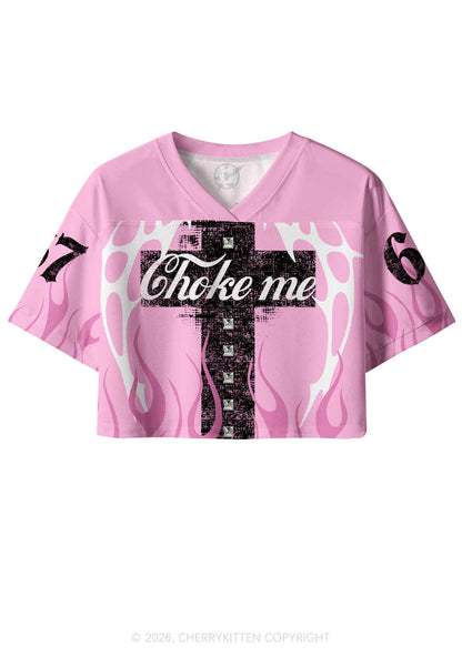Choke Me Black Cross Y2K Crop Sport Jersey Shirts Cherrykitten