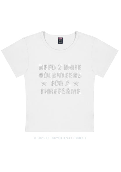 Rhinestone Need Two Male Volunteers Y2K Baby Tee Cherrykitten