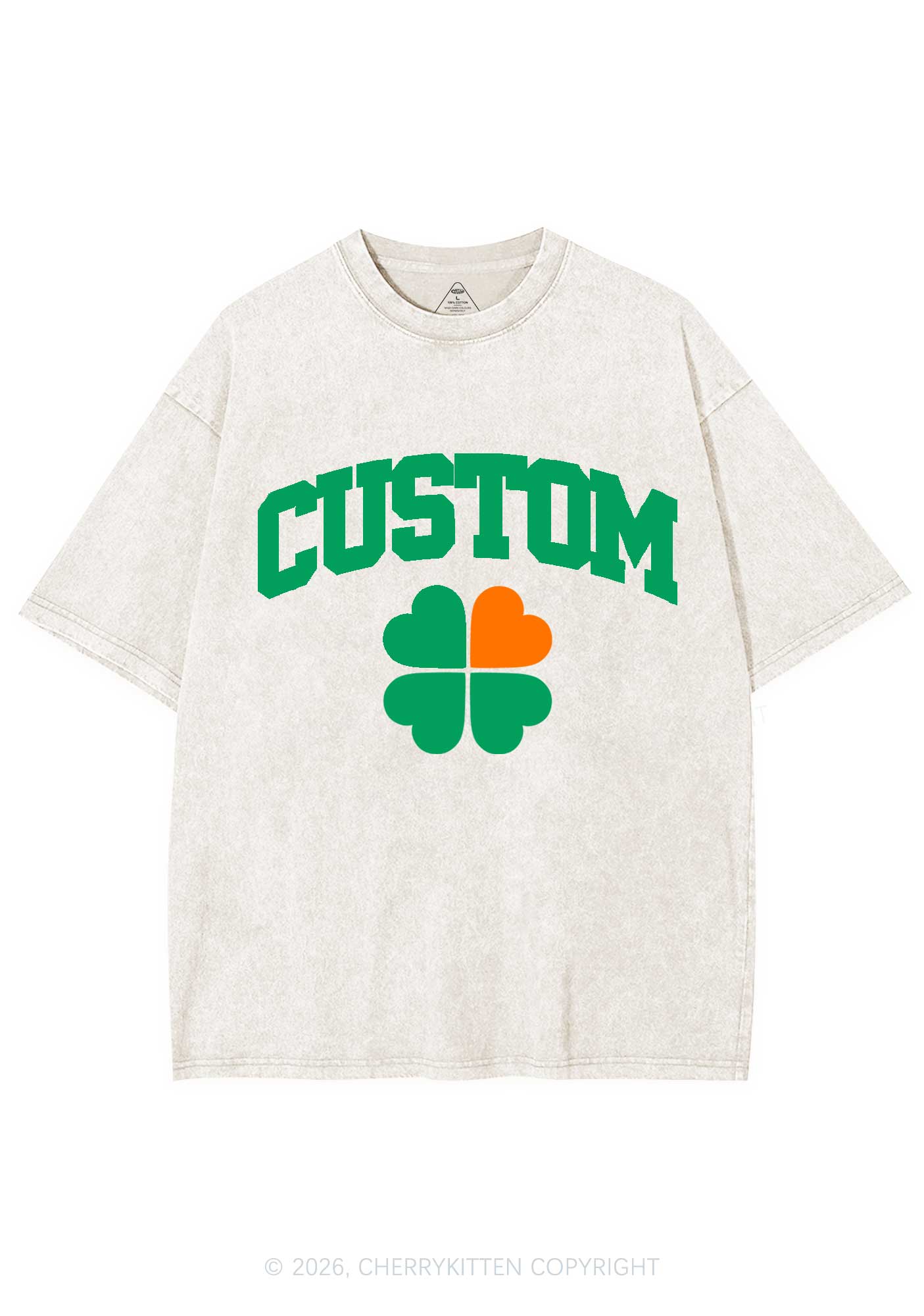 Custom Irish Luck Shamrock St Patricks Y2K Shirts Washed Tee Cherrykitten