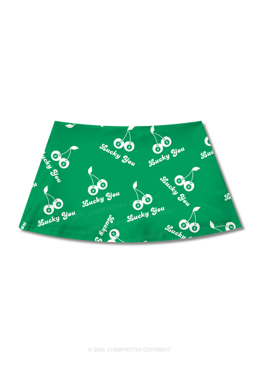 Lucky You Cherry St Patricks Y2K Print Mini Skirt Cherrykitten