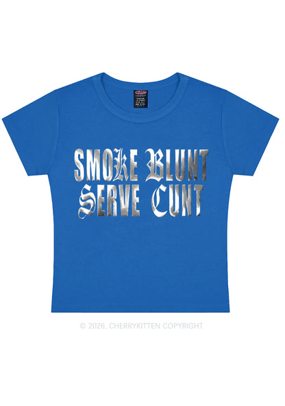 Smoke Blunt Silver Foil Printed Y2K Baby Tee Cherrykitten