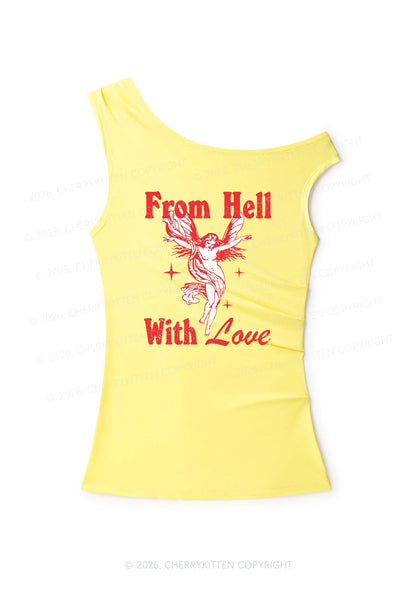 From Hall With Love Y2K Off Shoulder Tank Top Cherrykitten