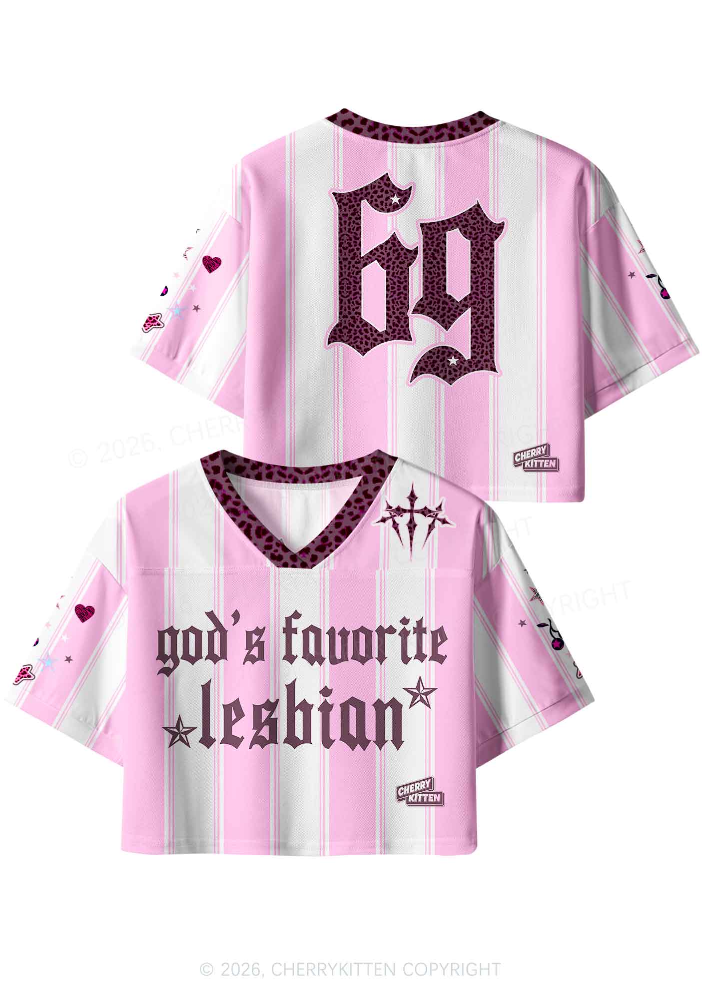 Gods Favorite Lesbian Pride Y2K Crop Sport Jersey Shirts Cherrykitten