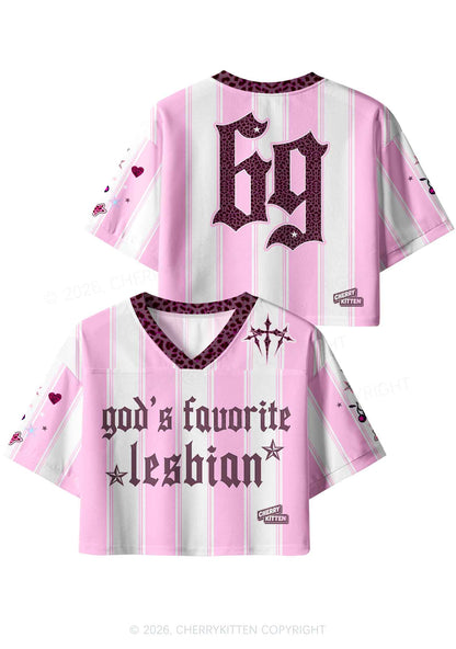 Gods Favorite Lesbian Pride Y2K Crop Sport Jersey Shirts Cherrykitten