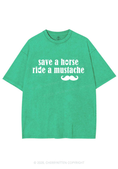 Ride A Mustache Valentine's Day Y2K Shirts Washed Tee Cherrykitten