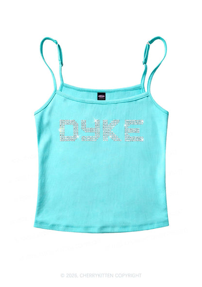 Rhinestone Dyke Pride Y2K Spaghetti Strap Cami Cherrykitten