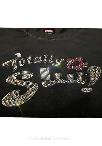 Rhinestone Totally Slxt Y2K Baby Tee Cherrykitten