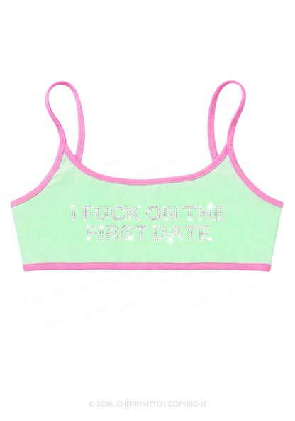 Rhinestone Fxxk On First Date Y2K Super Crop Cami Cherrykitten