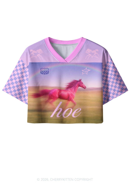 Red Horse Hoe Y2K Crop Sport Jersey Shirts Cherrykitten