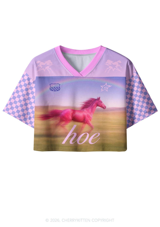 Red Horse Hoe Y2K Crop Sport Jersey Shirts Cherrykitten